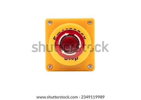 Emergency Stop Button isolated on white background with clipping path. Emergency stop button. Big Red emergency button or stop button for manual pressing.