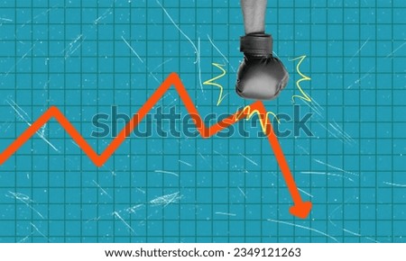 Abstract creative art collage, market declines in the stock market. The concept of collapse or bankruptcy. Royalty-Free Stock Photo #2349121263