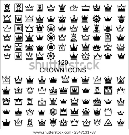 Embrace the regal essence with our exquisite Crown Icons Set of 120 meticulously crafted designs. Each icon captures the essence of tradition and medieval grandeur, rendered in elegant black graphics. Royalty-Free Stock Photo #2349131789