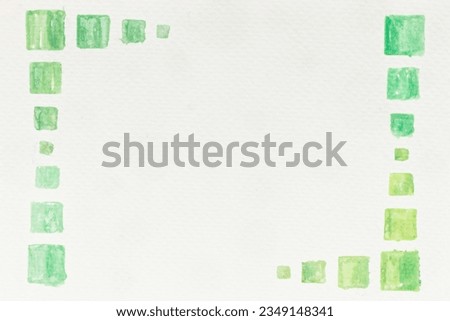green squares frame for text on paper background 