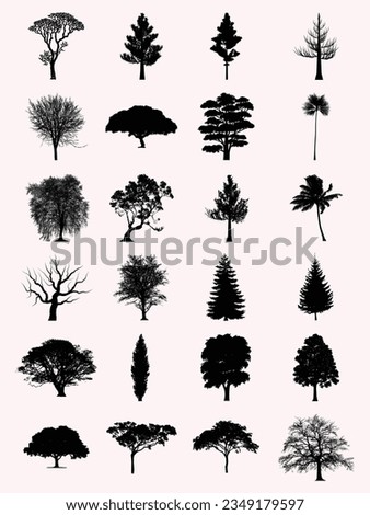 collection of trees. silhouette trees illustration. tree illustration.