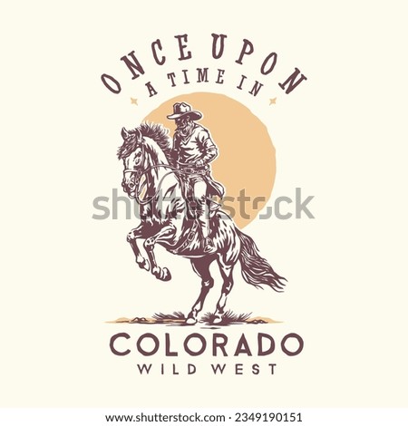 once upon a time cowboy in the wild west isolated illustration