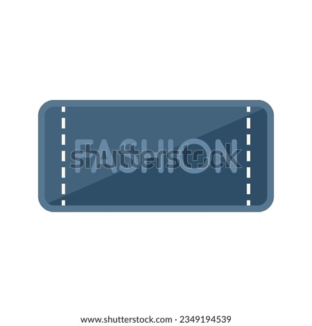 Blue fashion tag icon flat vector. Cotton fabric. Label cloth isolated