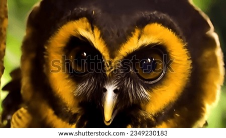The most beautiful brown and yellow color mixed owl face pictures.Marble golden, brown eyes staring straight ahead.  Selective focus on the owl's face.