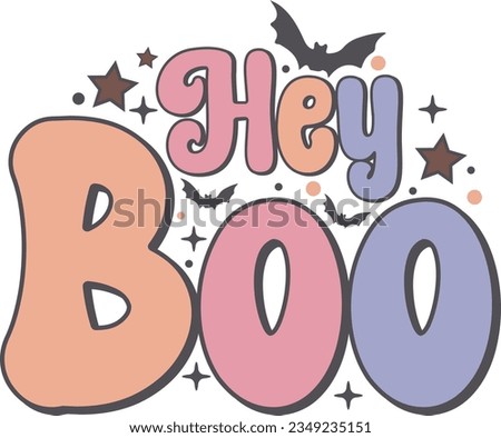 Hey Boo Cute Spooky Retro Halloween T shirt Design Royalty-Free Stock Photo #2349235151