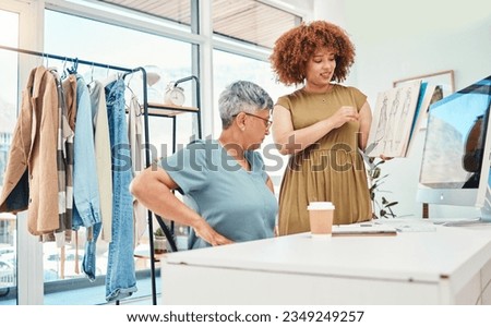 Planning teamwork or women with sketch for fashion design draft or drawing on paper for clothing line. Manager, internship or designer speaking or talking to mature mentor for creative advice or tips