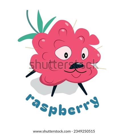 raspberry dog, cartoon character, children's comics style, funny, with the caption "raspberry"