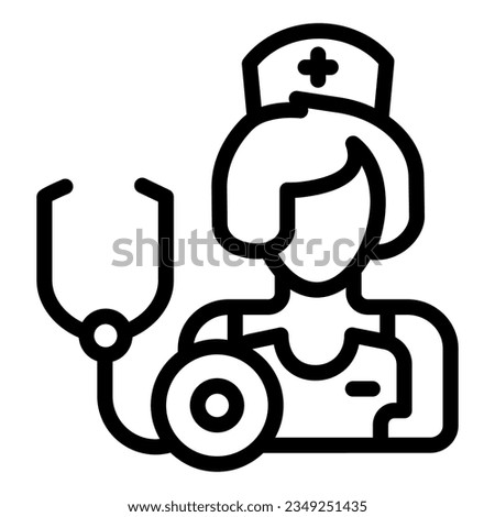 Therapist nurse line icon. Medic woman vector illustration isolated on white. Physician outline style designed for and app.