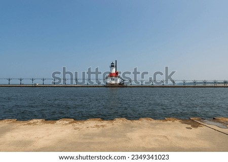 The St. Joseph Lighthouse on Lake Michigan on a sunny afternoon. Royalty-Free Stock Photo #2349341023