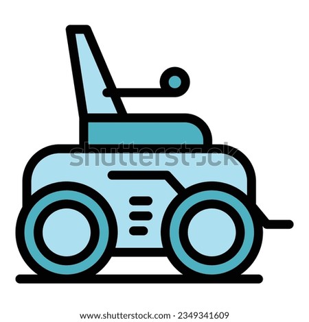 Battery electric wheelchair icon outline vector. Power motor. Scooter chair color flat