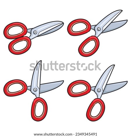 Illustration of cute cartoon scissors set.