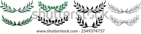 Set of wreaths and branches with leaves vector  illustrations Royalty-Free Stock Photo #2349374737