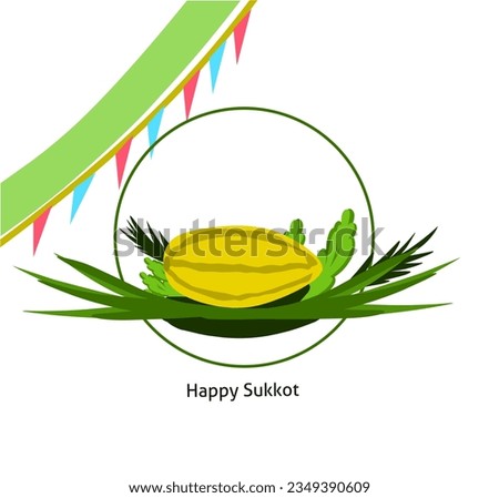 Illustration Vector Design Of Happy Sukkot 20 September with leaf frame