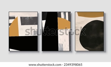 Abstract geometric art print. Vector design, a set of three wall art, wallpaper