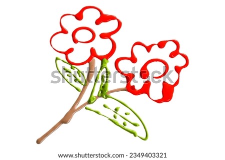 watercolor red flowers isolated on white background