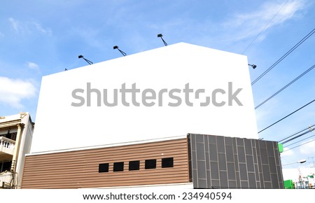 Blank billboard on the building. 