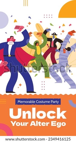 costume party background. costume party concept. costume carnival. Vector illustration. Poster, Banner, Flyer, Invitation Card. Template, invitation. costume party poster.