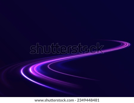 Colored shiny sparks of spiral wave. Curved bright speed line swirls. Shiny wavy path. Rotating dynamic neon circle. Magic golden swirl with highlights. Glowing swirl bokeh effect. vector