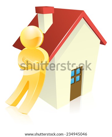 Man leaning on a house real estate concept