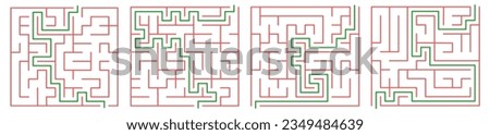 Labyrinth with entrance and exit. A game that develops a labyrinth. Children's labyrinth. Vector illustration. EPS 10.