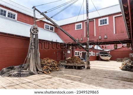 Icy Strait Point, Alaska:  The Hoonah Packing Company facility a former fish cannery, now converted into a museum, restaurant, and shops. Privately owned tourist and cruise destination.  Royalty-Free Stock Photo #2349529865