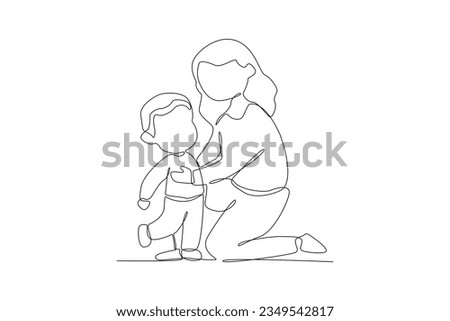 One continuous line drawing of Kids, parents and doctor. Parenting in Healthcare concept. Doodle vector illustration in simple linear style. 