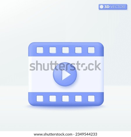3D film theater play icon symbol. Camera or film tape reel. Multimedia, media online, cinema ticket, cinematography, broadcasting concept. 3D vector isolated illustration, Cartoon pastel Minimal style Royalty-Free Stock Photo #2349544233