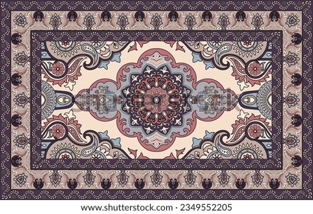 Colorful ornamental vector design for rug, tapis, yoga mat. Geometric ethnic clipart. Arabian ornamental carpet with decorative elements.Persian carpet,	 Royalty-Free Stock Photo #2349552205
