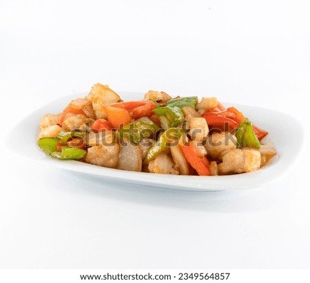 roasted angler fish with vegetables Royalty-Free Stock Photo #2349564857