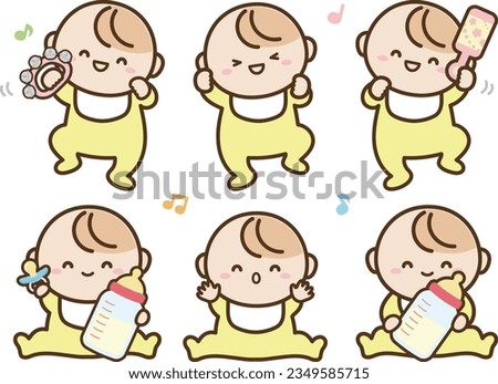  Cute illustration set of happy babies. Vector illustration. Royalty-Free Stock Photo #2349585715