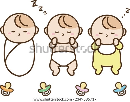 Cute baby boy and girl in different clothes. Vector illustration.