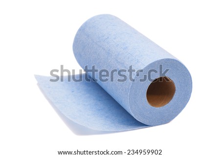 Roll of paper kitchen towels isolated on white  Royalty-Free Stock Photo #234959902