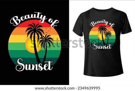 Beautiful color combined Sunset illustration t shirt design