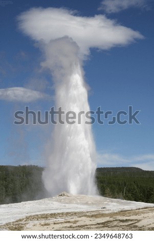 Old Faithful Geyser erupting in Yellowstone National Park on a sunny summer's day in 2023 Royalty-Free Stock Photo #2349648763