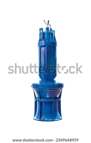 submersible axial flow pump or submersible propeller pump with electric motor for conveying or supply water liquid etc. in industrial oe heavy duty pumping applications isolated with clipping path Royalty-Free Stock Photo #2349648959