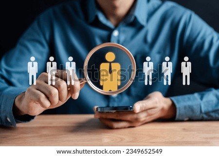 HR or Hiring Human Resources. Selective new career recruitment sites. recruiting with online technology. unemployment finding job search for resume register job interview, find your career Royalty-Free Stock Photo #2349652549