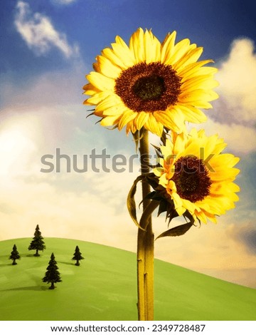 Sunflowers on the wide meadow