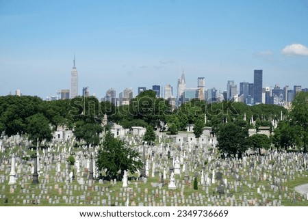 Panoramic view of de cementery in the city of New York