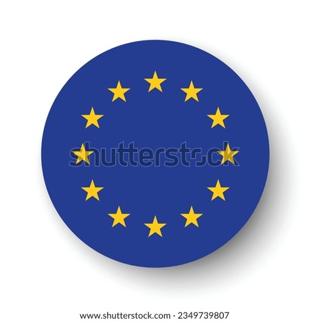 Flag of the European Union. Circle icon flag. Button flag icon. Standard color. 3d illustration. Computer illustration. Digital illustration. Vector illustration.