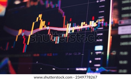 Analyzing investment statistics and indicators on dashboard for trading Royalty-Free Stock Photo #2349778267