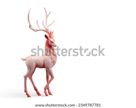 Deer antler made of wooden animal miniatures on a white background