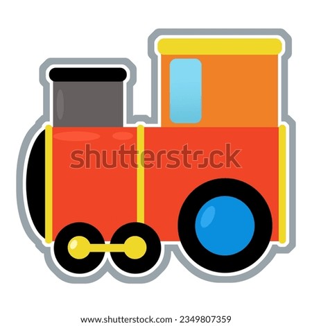 Cartoon train toy vehicle or caricature isolated illustration for kids