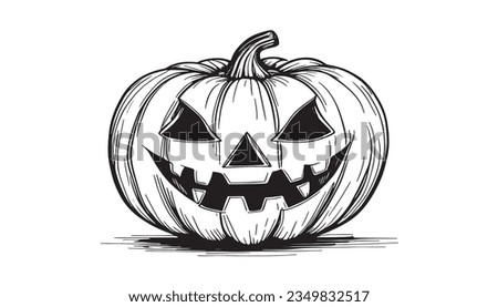 Halloween pumpkin hand drawn sketch. Halloween pumpkin sketch vector. pumpkins for Halloween. Pumpkin paint on a white background. Royalty-Free Stock Photo #2349832517