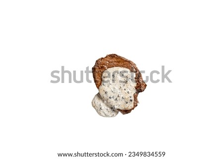 Grilled sirloin beef meat steak with peppercorn sauce. High quality Isolate, white background Royalty-Free Stock Photo #2349834559