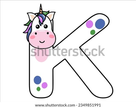 Unicorn Alphabet Letter K Illustration
