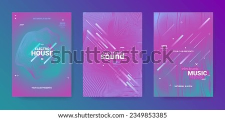 Abstract Music Poster. Electro Party Flyer. Vector Edm Background. Gradient Wave Circle. Abstract Music Posters Set. Geometric Festiv Illustration. Techno Sound Cover. Abstract Music Poster.