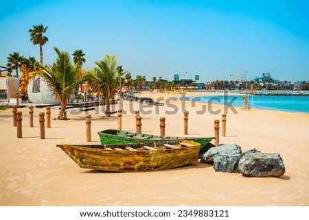 La Mer or Jumeira beach is a public beach in Dubai city in UAE Royalty-Free Stock Photo #2349883121
