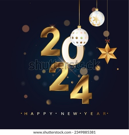 Happy new year 2024 background. 2024 logo text design. Design template celebration poster, banner, web site or greeting card for Happy New Year. Christmas decoration 2024 number.