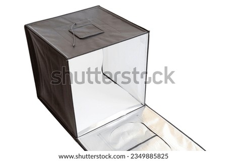 Product photography box with lights on white isolated background