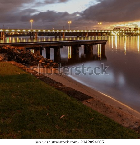 Windan Bridge over the Swan River at dawn. Perth Western Australia